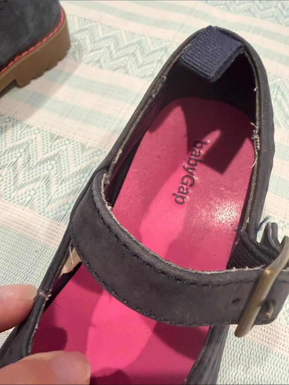GAP Navy Mary Jane Shoes with Pink Insole Toddler size 9